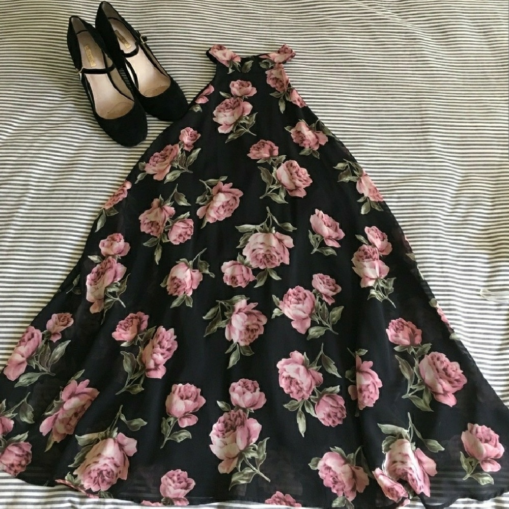 Black high neck shift dress